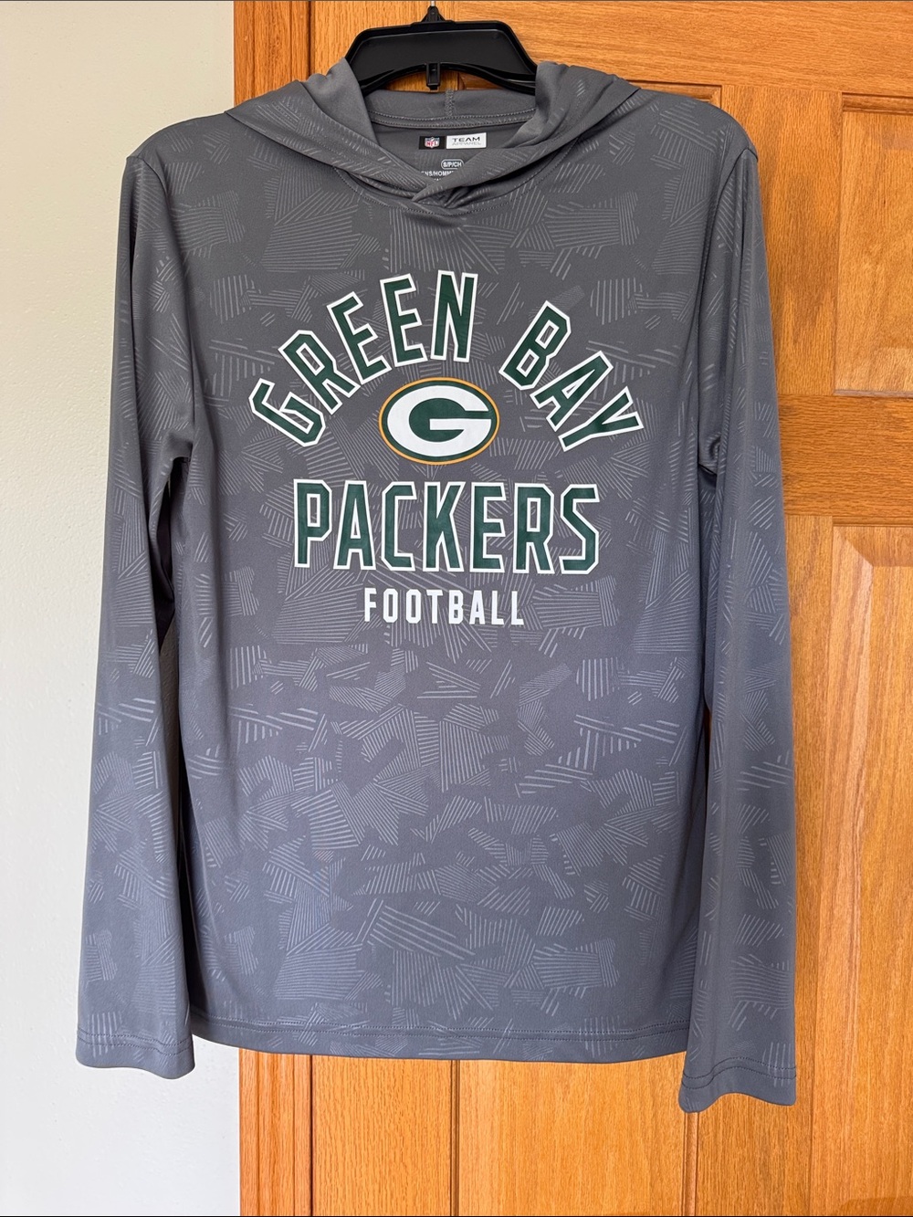 NFL Men’s Green Bay Packers Hooded Long-Sleeve Pullover in Gray with print